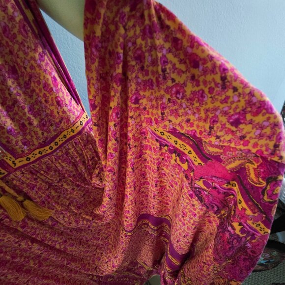 Free People Shocking Pink & Orange Long Flowing Dress - Picture 6 of 6